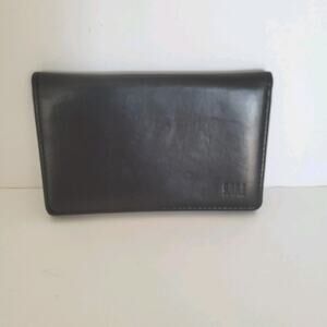 DAKS London Logo Soft Leather Card Wallet Bifold Black Designer Small Quality